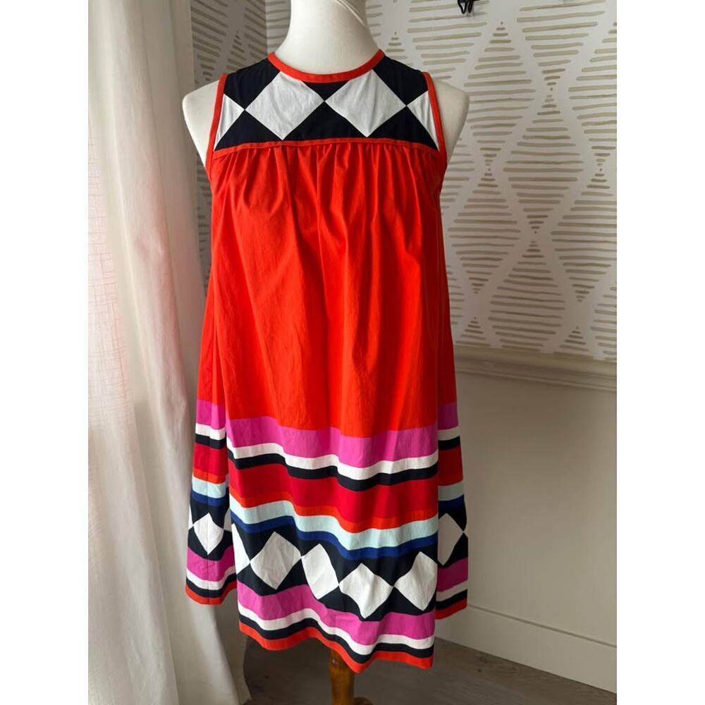 Kate Spade Women’s XS Red Geometric Print Babydoll Dress - Picture 2 of 5